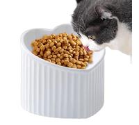 Cuencos de alimentación para gatos - Cuencos de comida para gatos, cuenco de cerámica inclinado para la alimentación de agua de gatos | Cuenco elevado en de corazón inclinado, plano de