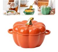 Cuencos de calabaza aptos para horno de 15 onzas, cuenco de cerámica de calabaza de otoño con tapa, cuenco de cerámica de calabaza, tarro de almacenamiento de decoración de calabaza, para el hogar,