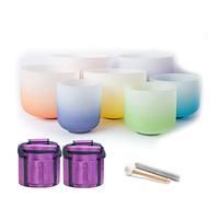 Cuencos De Canto De Cristal De Colores Con Juego De 7 PCS, 6-12 Pulgada & AG Nota, Con La Junta Tórica De La Junta De Goma Del Mazo De Goma Del Estuche De Goma, Terapia De Meditación Curación