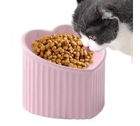 Cuencos de cerámica para gatos, cuenco elevado para alimentos, no deslizante, alimentación elegante para mascotas, alimentación saludable, forma de corazón elevada, cuenco flexible para gatos