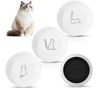 Cuencos de Cerámica para Gatos FoiiLiio 3 Piezas Comedero Gato Ceramica con Base de Goma Antideslizante Plato Plano Ceramica Gato (15x3.0cm) Cuencos Plano para Gatos y Alimentación de Agua
