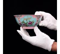 Cuencos de cerámica retro, Cuenco de porcelana china Qianlong 15,6 cm, colección flores temporada la dinastía Qing, color pastel fino