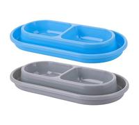 Cuencos de Comida para Gatos a Prueba de Hormigas, Bandeja Doble, Cuenco para Perros, comedero de plástico Antideslizante para Mascotas, 10, 8x5, 9x1, 4 Pulgadas, 2 uds.