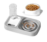 Cuencos de comida para gatos | Alimentador lento automático 2 en 1 para mascotas, fácil limpieza, para gatos, mascotas, hogar, sala de estar, interior y exterior, esquina de suelo