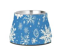 Cuencos de comida para mascotas con copos de nieve azules de Navidad, antideslizantes, de acero inoxidable, cuencos de metal para mascotas, para amar la comodidad de las mascotas, platos de comida