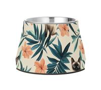 Cuencos de comida para mascotas con diseño floral simple y antideslizante de acero inoxidable para amar a las mascotas y comer lentamente