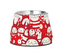 Cuencos de comida para mascotas, de acero inoxidable mejorados, para mascotas, color rojo y blanco, para amar a las mascotas, comer lentamente