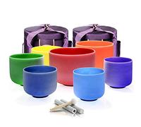 Cuencos de cristal, cuenco de cristal de cuarzo, juego de 7 piezas de 6 a 12 pulgadas, sonidos calmantes y curativos, meditación de terapia de curación de sonido, ajuste del estado emocional (432 Hz)