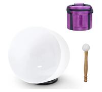 cuencos de cuarzo de color cantando, Cuenco tibetano de cristal de chakra de 14 pulgadas, 432 Hz, blanco esmerilado, con accesorios(G NOTE)