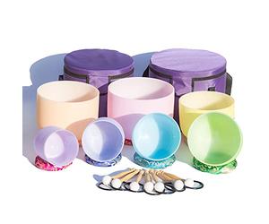 Cuencos De Cuenco De Cristal Helado De 6-12 Pulgadas Con Set De 7 PCS, For Meditación, Sonido Curativo Yoga, Con Estuche, Mazo De Goma, Palo De Gamuza, Junta Tórica (Size : 440Hz)