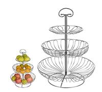 Cuencos de frutas de hierro forjado, soporte grande para encimera de cocina y mesa de comedor, organizador para fiesta de cocina