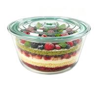 Cuencos de postre de 800 ml de vidrio borosilicato con tapa y válvula de | Cuenco de postre con boca ancha para tiramisú, pudín y helado, vasos de postre para frigorífico, cena familiar y picnic