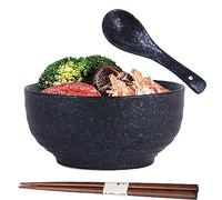 Cuencos De Ramen,Cuenco de Cerámica para Ramen,Cuencos de Ramen Retro con Palillos y Cucharas, Tazón Sopa Grande Ensaladera,para Pasta,Fideos,Cereales (Style E)