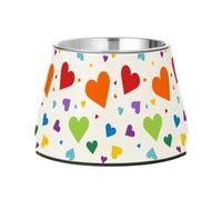 Cuencos de San Valentín con corazones arcoíris para mascotas, cuenco de agua mejorado de acero inoxidable para amar el alivio del bigote de mascotas