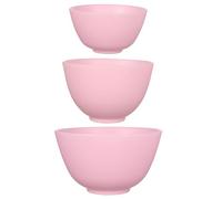 Cuencos de Silicona 3 Piezas, Redondos, Rosas y Blancos, para Mezclar | Set de Tres Tamaños, Superficie Lisa y Antiadherente, Vertido sin Derrames, Apilables, para Baño Profesional