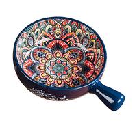 Cuencos de Sopa, Cuenco de Sopa de cerámica con asa 600ml, Cuenco de Poca Profundidad Individual, Cuenco de Ramen pequeño, Apto for microondas y horno-Naranja-20x15x5.5cm (Color : BLU, Size : 20x15x