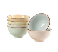Cuencos Desayuno Bol Cereales Ceramica - Juego de 6 Cuencos Sopa Colores - Set de Tazones Desayuno Porcelana - Cuencos Cocina para Servir Arroz | Ensalada | Gazpacho | Consomé - 16 x 7,5 cm - 680 ml