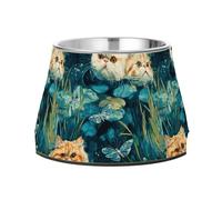 Cuencos elevados de acero inoxidable para mascotas para agua y alimentos, para gatos de alimentación lenta, alimentación cómoda, dulces, exóticos, gatos de pelo corto, un río