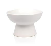 Cuencos elevados de agua para gatos de 6.1 pulgadas de ancho y 1.57 pulgadas de profundidad, plato elevado de cerámica, comedero para gatos, antivómitos, fatiga de bigotes, color blanco