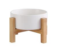 Cuencos elevados de cerámica Blanca para gatos, Plato de Comida para gatos con Soporte, Cuencos elevados para Comida o Agua para gatos antivómitos, Cuenco para Mascotas con Almohadilla de Goma