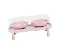 Cuencos elevados de cerámica para gatos con soporte antideslizante, juego de cuencos elevados para comida y agua para uso en interiores y exteriores, 15.6 x 8.6 x 6.1 pulgadas