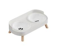 Cuencos elevados de cerámica para mascotas, aptos para lavavajillas, comedero de doble tazón para múltiples usos en interiores, comedero de cerámica de doble tazón