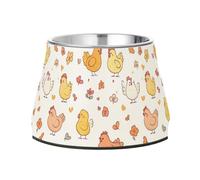 Cuencos elevados de comida para mascotas, antideslizantes, de acero inoxidable, cuencos elevados para gatos para amar a las mascotas, alimentación cómoda, dibujos animados, estilo kawaii, pollo blanco