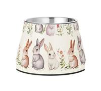 Cuencos elevados de comida para mascotas, antideslizantes, de acero inoxidable, cuencos elevados para gatos para amar a las mascotas, alimentación cómoda, dibujos animados, conejito estilo kawaii