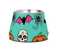 Cuencos elevados de comida para mascotas de Halloween con soporte de acero inoxidable para amar a las mascotas y comer lentamente