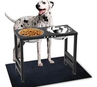 Cuencos elevados de metal para perros de razas grandes con alfombrilla a prueba de salpicaduras y cuencos para mascotas de 3000 ml, comedero de alimentos y agua de 17 pulgadas de alto para razas