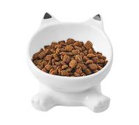 Cuencos elevados para gatos, plato de cerámica inclinado a prueba de derrames, arquitectura de base de soporte alto elevado, bonito estilo de cara de gato, cuenco de alimentación de apoyo para la