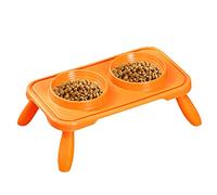 Cuencos elevados para perros - Cuenco doble elevado integrado para gatos, cuenco elevado de inclinación de 10 grados con cuenco de comida y agua, soporte antideslizante para perros pequeños y medianos