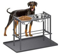 Cuencos elevados para Perros de Gran tamaño, Cuencos elevados de Metal para Razas Grandes con 3 Alturas Ajustables, Soportes Resistentes Perros Grandes y extragrandes, Color Gris con