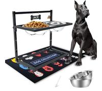 Cuencos Elevados para Perros de Tamaño Grande y Extragrande, Soporte de Metal con Altura Ajustable y Dos Cuencos de Acero Inoxidable de 3000 ml (13-14 Tazas)