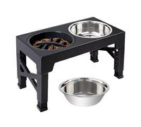 Cuencos Elevados para Perros - Soporte Ajustable 5 Alturas | 2 Cuencos De Acero Inoxidable con Cámara Lenta | Pers Pets Ins Home and Travel, Diseño Orientado A La Salud, Lavado De Piezas Desmontables