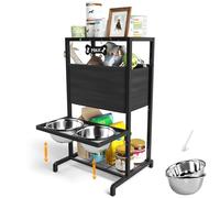 Cuencos elevados para perros, soporte elevado de altura ajustable (3.5 a 11 pulgadas), soporte multifuncional para cuencos para perros con organizador de comida para mascotas para perros grandes,