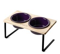 Cuencos elevados para perros, soporte elevado para cuenco para perros con dos cuencos de cerámica de 6.5 pulgadas, cuencos antideslizantes para comida y agua para cachorros, comedero para perros para