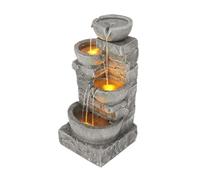 Cuencos en Cascada y Piedras apiladas Fuente de Agua LED for Exteriores for Espacios Vida al Aire Libre