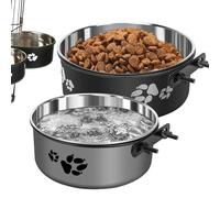 Cuencos para Cachorros, 2 Cuencos para Jaula para Perros, 6, 3 x 2, 4/7 x, 5, Cuenco para Comida para Perros, sin derrames, con Pernos, extraíble, Colgante, para Agua y Comida, Redondo, Lavable