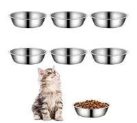 Cuencos para gatos, 6 unidades, de acero inoxidable 304, de material para gatos, 14 cm, comida seca y húmeda y cuenco de agua, plato de alimentación para mascotas de repuesto para gatos pequeños