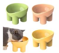 Cuencos para gatos, antideslizantes, multiusos, cuenco de comida para gatos, cuenco de agua para mascotas, cuenco elevado para gatos con soporte inclinable, juego de 3 (verde, rosa, amarillo)