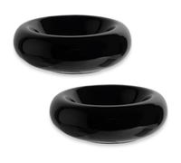 Cuencos para gatos de 6.1 pulgadas, cuenco de cerámica de 7 onzas, cuenco para aliviar la fatiga del bigote, antivómitos, protege la columna vertebral, perfecto para gatos de interior (2 piezas negras