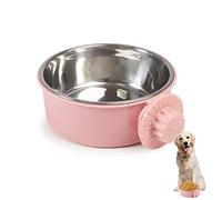 Cuencos para jaula de mascotas, cuenco colgante de acero inoxidable para perros, gatos, animales pequeños (rosa)