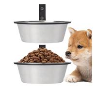 Cuencos para perros, cuenco de comida para perros montado en la pared, cuencos de alimentación para mascotas de 11.81 pulgadas | 2 comederos elevados de acero inoxidable con soporte plegable