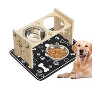 Cuencos para perros elevados, elevadores de madera ajustables, bebedero para mascotas, protector contra salpicaduras, juego de comida para gatos, riego para beber en el hogar, interior y exterior, via