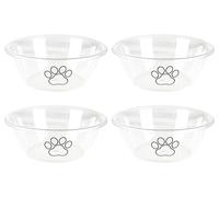 Cuencos para perros, paquete de 4 cuencos de agua para perros o cuenco de comida para perros, cuencos grandes transparentes personalizados para perros con patas y huesos de perro, cuencos de comida y
