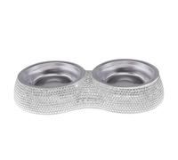 Cuencos para Perros pequeños: y Bebedero Doble de 320 ml, Bandeja de alimentación Elegante, Hecha a Mano con Diamantes de imitación Brillantes | Cuencos para Mascotas de
