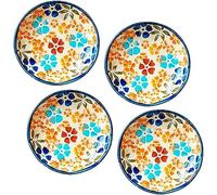 Cuencos para salsas, Set of 4, Ceramic Dipping Bowls,Floral Pattern Dish Set for Dessert, Snack-Flower,