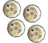 Cuencos para salsas, Set of 4, Ceramic Dipping Bowls,Floral Pattern Dish Set for Dessert, Snack-Flower,