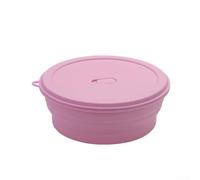 Cuencos plegables de silicona con tapas, juego compacto apilable para viajes, camping, picnic, oficina, comidas, apto para lavavajillas, resistente al calor, 20 °C a 120 °C (800 ml, morado)